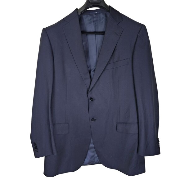 Ermenegildo Zegna 2-Button Wool Blazer Jacket 46L Navy Stripe Double Vent Preppy - Picture 1 of 11